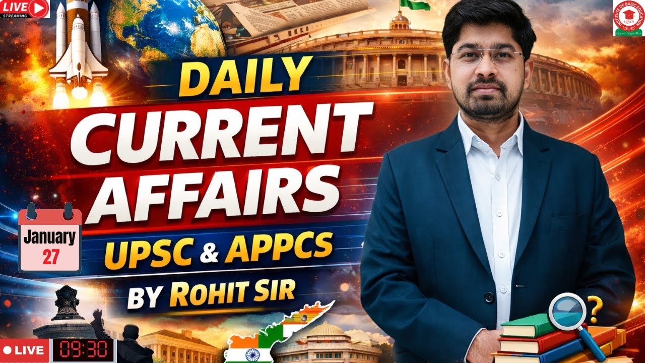 Daily Current Affairs | APPSC & UPSC | 27 January |By Rohit Sir 