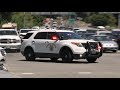 California Highway Patrol and AMR units respond Code 3 to a Vehicle Accident