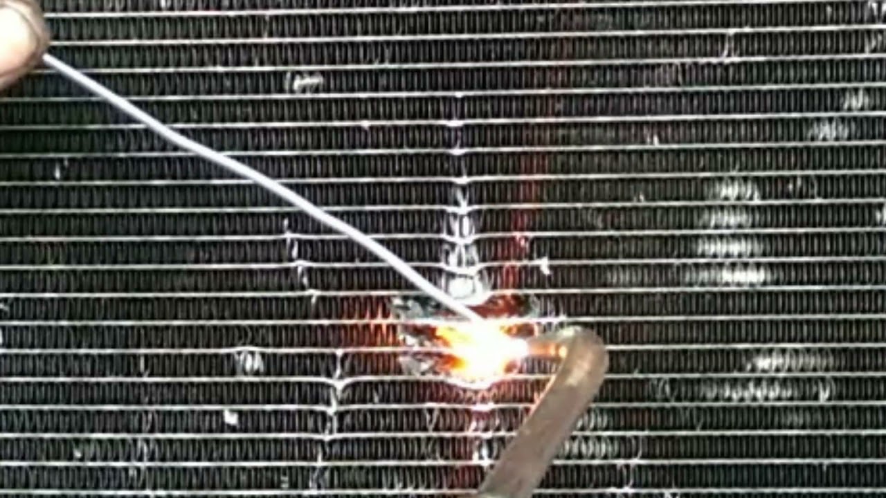 how to weld the aluminum condenser of car aircon YouTube