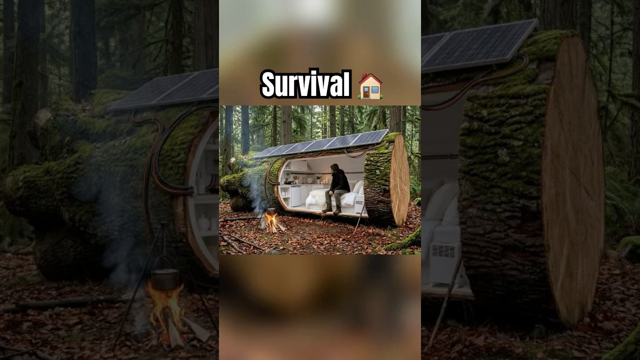 Building a house in the forest (ASMR) - This man built a mini house inside a tree trunk by himself