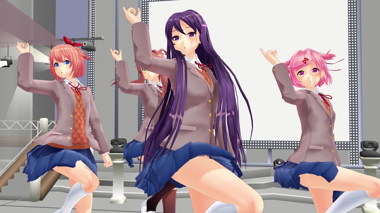 [MMD] The Dokis join #attackontitan, Miku and Ayano dancing to Gangnam Style #ddlc #yanderesimulator