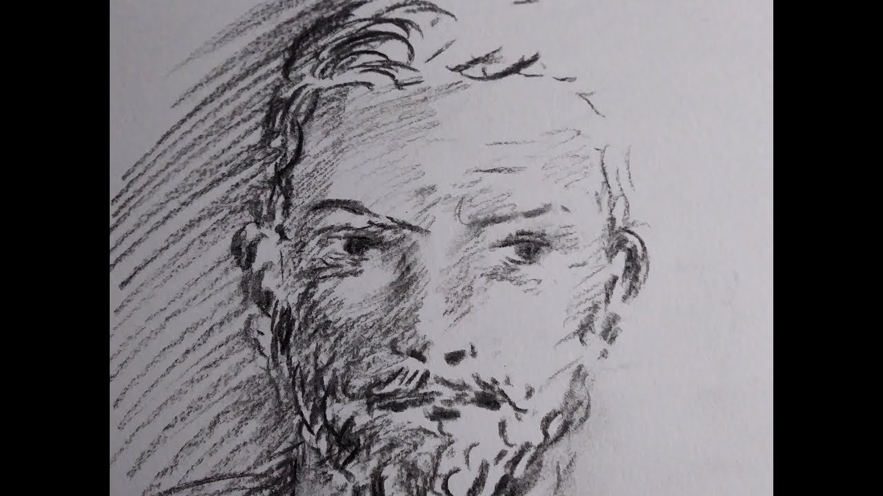 Comment Dessiner Un Visage Portrait Dhomme Au Fusain En Temps Réel Apprendre En Regardant