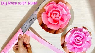 Amazing ribbon flower trick / easy rose making with scale / ribbon rose flower craft ideas