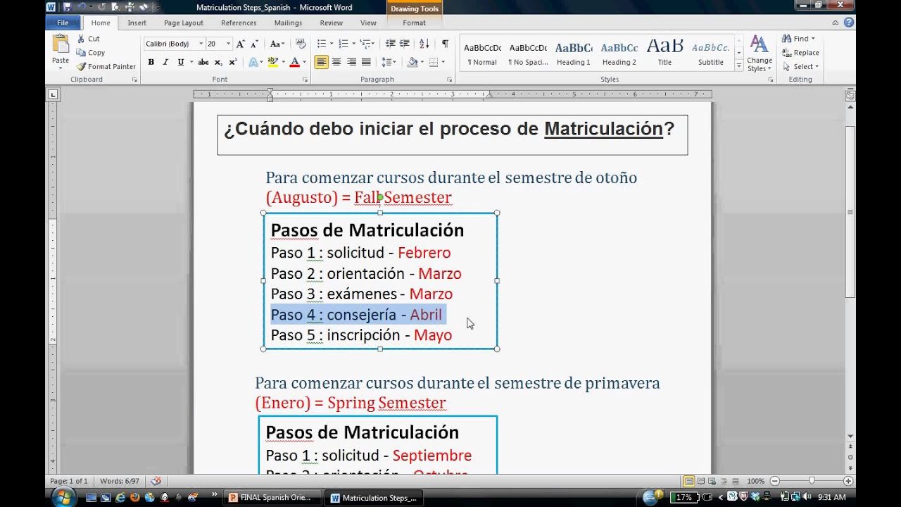 Matriculation Process Matriculation Process Spanish - YouTube