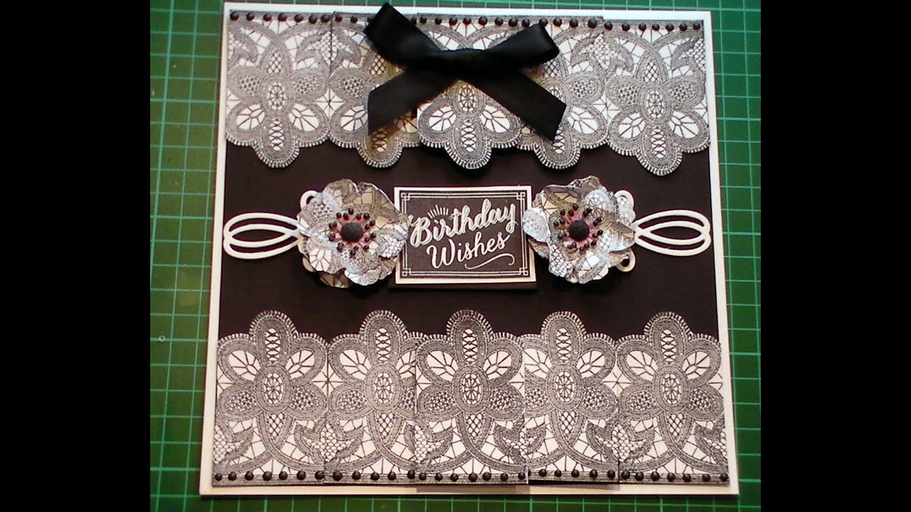 63. Cardmaking Tutorial - Anna Griffin Lace Edge Black & White Mono Card