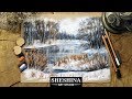 How to draw a winter landscape in limited color with soft pastels and charcoal 🎨 LANDSCAPES