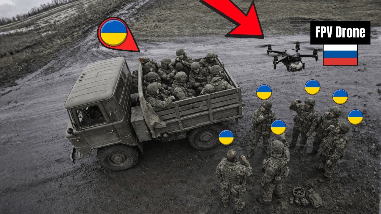 Ukrainian Troop Truck Detected by Russian FPV Drones – Then It Was Destroyed