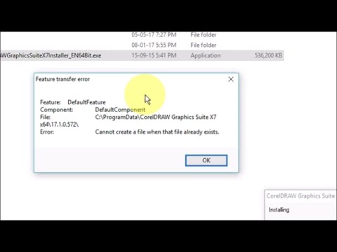 How To Fix Coreldraw X7 Installation Error Feature Transfer Error Youtube