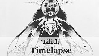 'lilith' - Moth #13 ink painting timelapse (Neon genesis Evangelion)