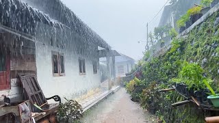 Super heavy rain and thunderstorms||beautiful Indonesian countryside||for insomnia