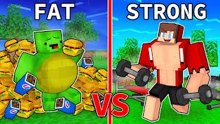 FAT Mikey vs STRONG JJ Battle  Minecraft Animation / Maizen