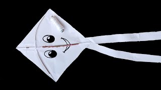 How to make Kite 🪁 with paper at home || Simple & Easy kite making without gum || kite 🪁 papercraft