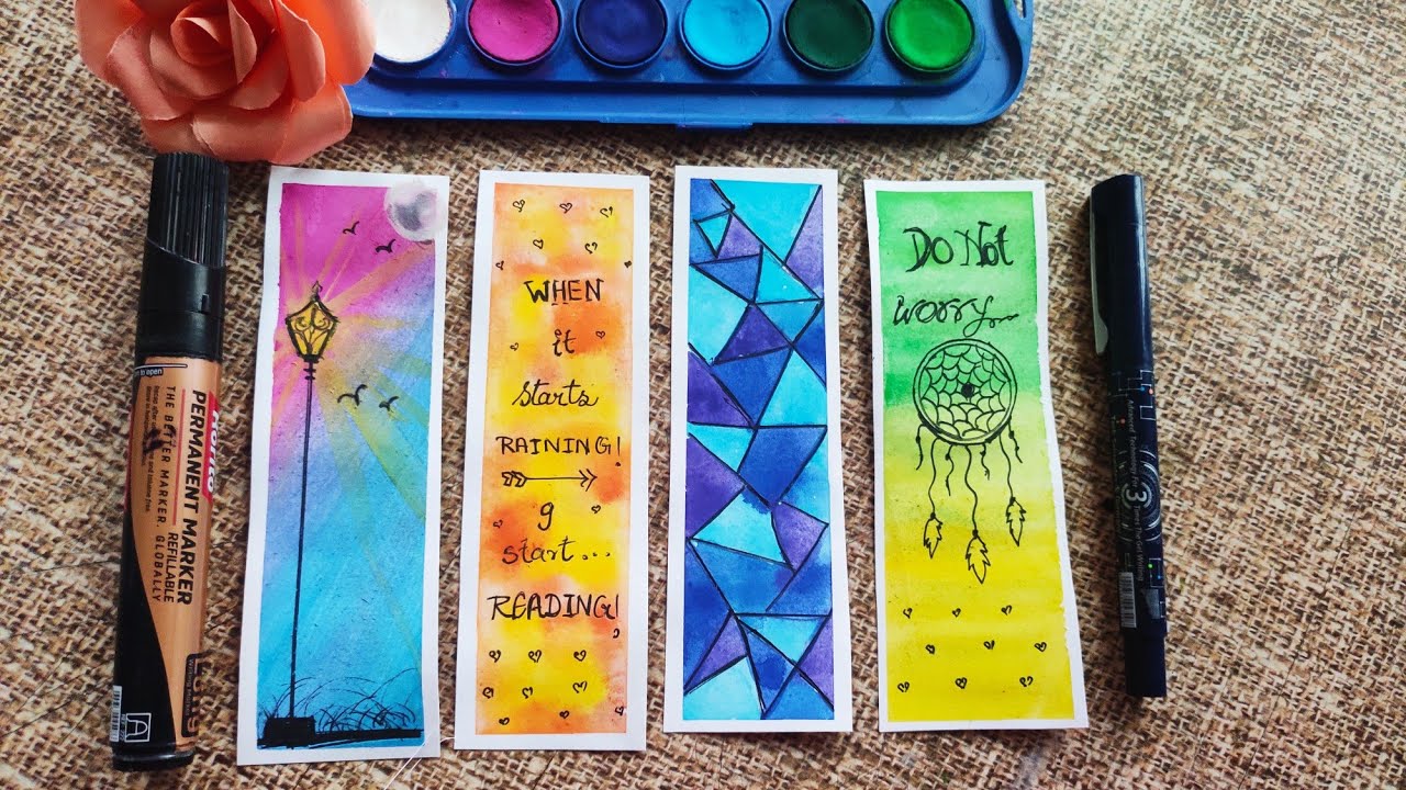 Easy Valentine's Day Gift DIY Bookmark| Paper Bookmark | Watercolour ...
