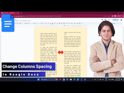 How to change columns spacing in google docs?