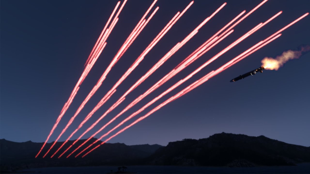 Phalanx CIWS Shooting Down Tomahawk Cruise Missiles - C-RAM in Action - Simulation