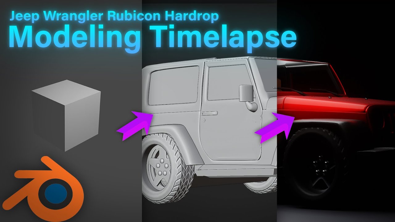 Jeep wrangler rubicon hardtop Modeling Timelapse. Blender - YouTube