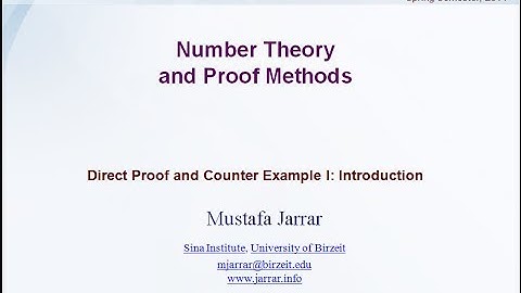 Number Theory and Proof Methods- Introduction (Part1/2)