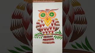 картинка: Майстер-клас Ажурна сова котячим пензлем |How to paint owl #diy  #ukrainianart #satisfying #artvideo