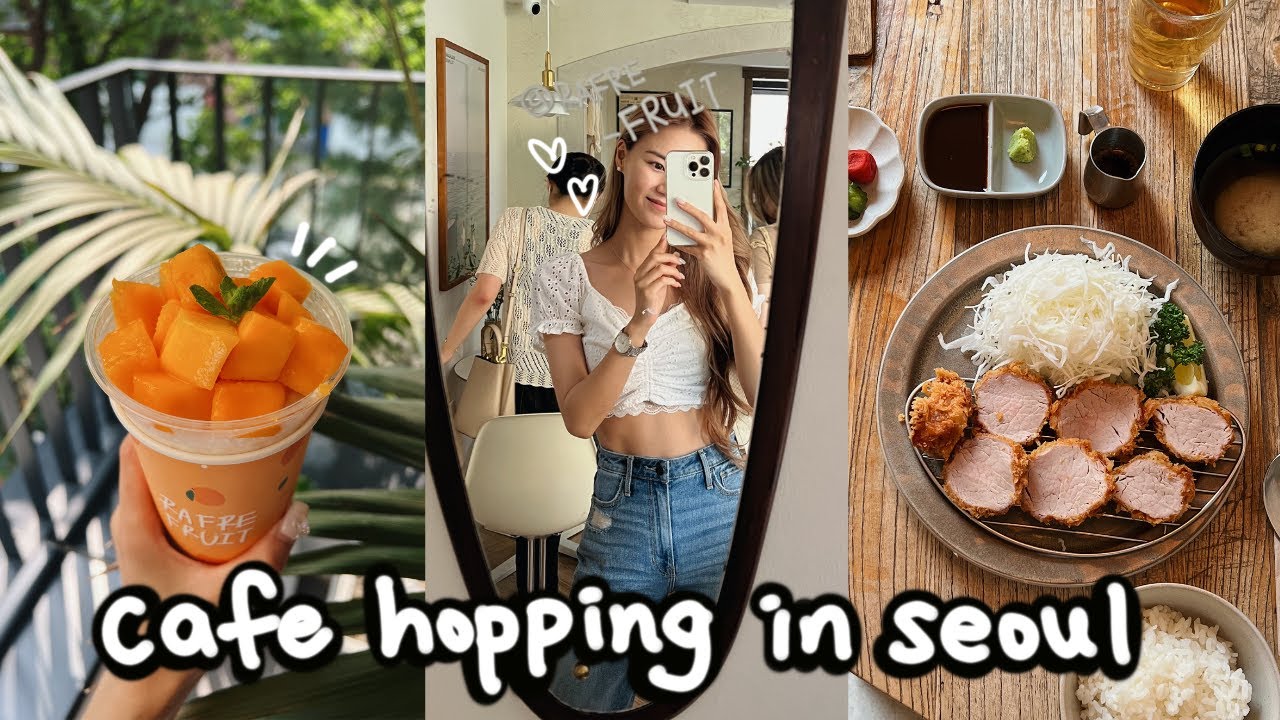 cafe hopping in seoul forest 🇰🇷 apple mango bingsoo, teddy bear cafe, donkatsu, cute shops