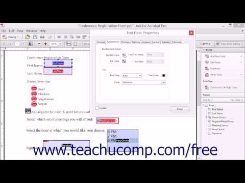 Appearance Properties of Form Fields - Adobe Acrobat XI Training Tutorial Course