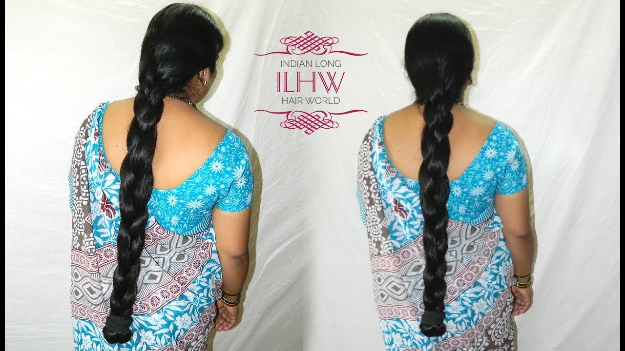 ILHW Raunzel Nilima's Monster Thick Knee Length Braid with 3 Bottom Folds & Tie With Hair Band