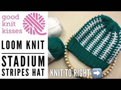 BambooMN JubileeYarn Loom Knitting Pattern Kit for Beginners - Kids Winter Hat Set - Green Winter Hat & Purple Pompom