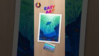 How to Draw an Underwater Scene with Oil Pastels 🐬 #oilpastel #shorts #art