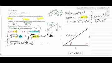 MATH 2411 Calculus II Section 8.4 Part 1 Integrals Using Trig Substitutions