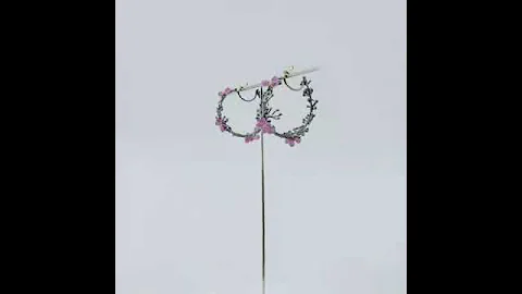 PINK FLOWER VINE HOOPS HANDMADE BY WENDY STAUFFER