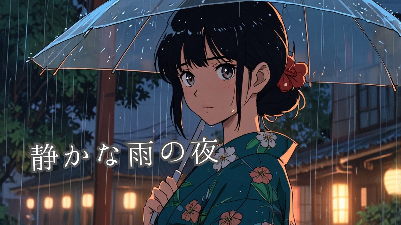 静かな雨の夜に寄り添う和風Lo-fi｜やさしく心をほどく琴とピアノ