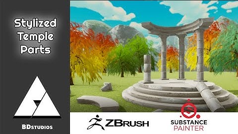 Stylized Temple Parts Modeling & Texturing - Blender - Zbrush- Substance Painter Timelapse