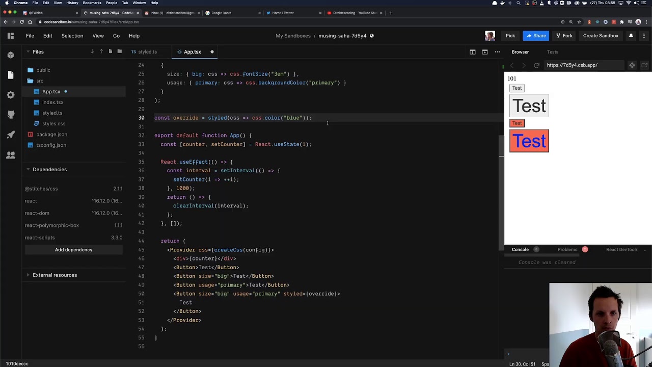 Codesandbox.io app #18 - YouTube