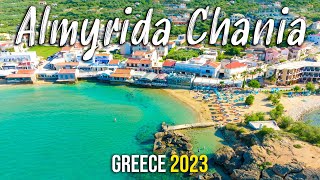 Chania Crete, Almyrida, walking tour 4k, Drone shots, Kreta, Greece 2023