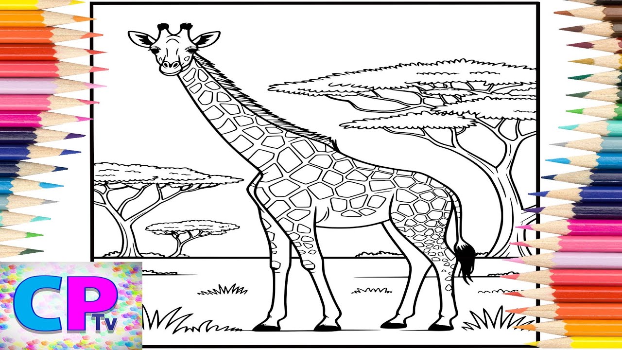 Wild Giraffe Walks on Fertile Land/Giraffe Coloring/Creative Video/Art Therapy/Coloring Process