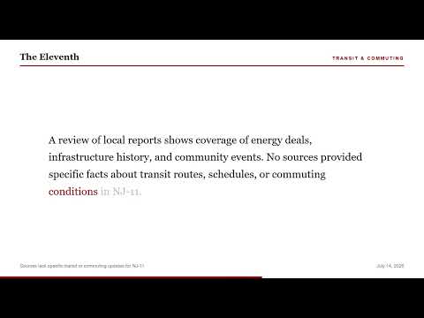 Sources lack specific transit or commuting updates for NJ-11