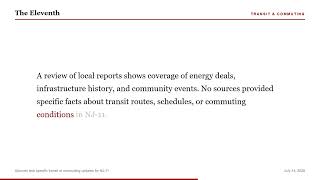 Sources lack specific transit or commuting updates for NJ-11