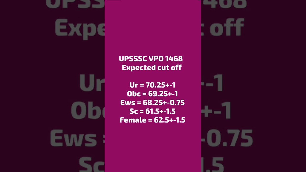 VPO 1468 Expected final cut off 