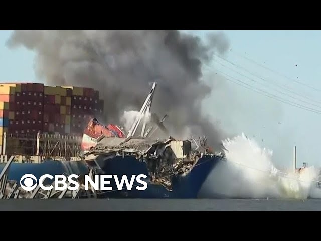 Baltimore bridge demolition clears path for Dali cargo ship removal