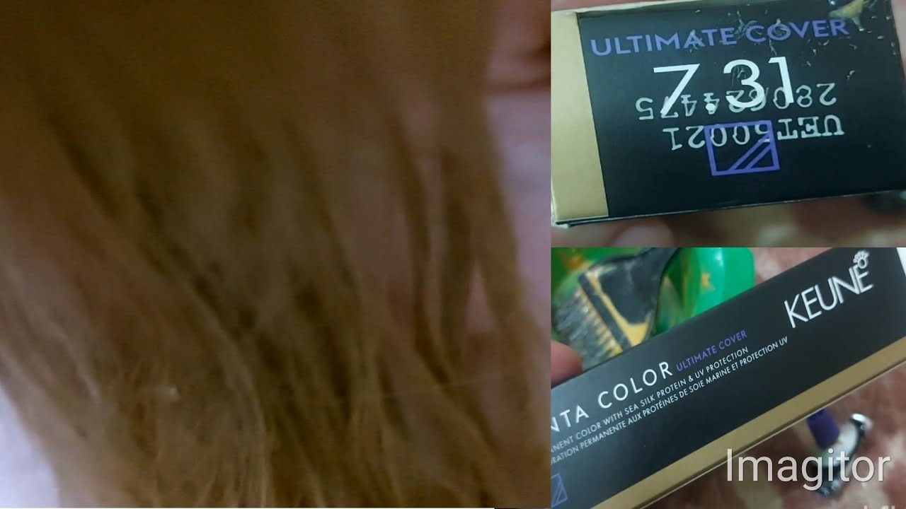 Keune 7.31 UC + 40% vol medium gold ash blonde Result Review 