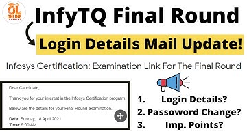 InfyTQ Final  Round login Details Mail Update! Check Mail Best of Luck #infytq #infytq2022