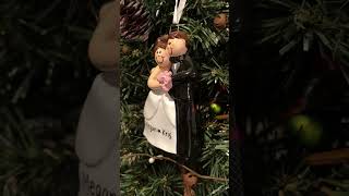 Personalized Bride & Groom with Pink Bouquet - Brown Christmas Ornament