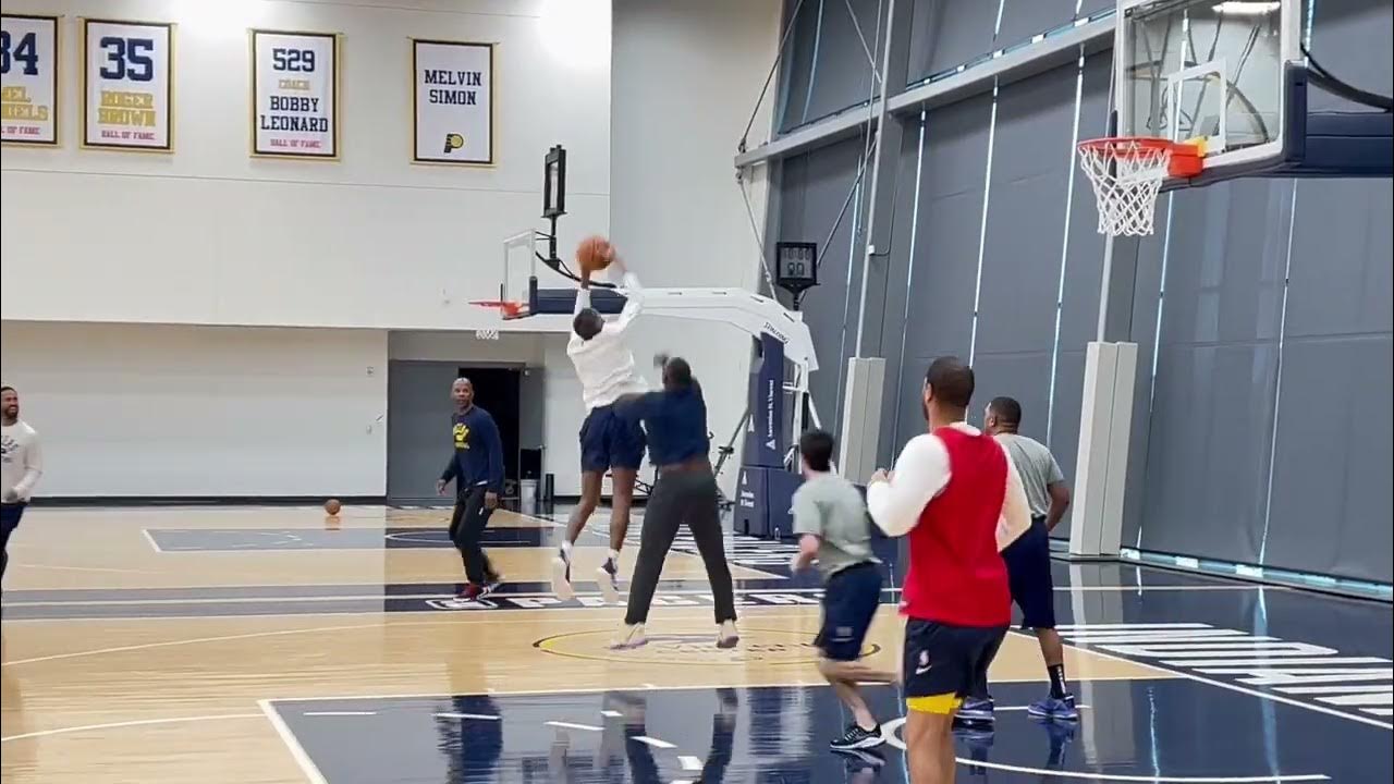 Pacers assistant coaches and basketball assistants play pickup after