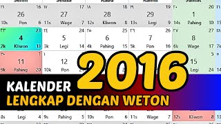 KALENDER 2016 LENGKAP DENGAN WETON