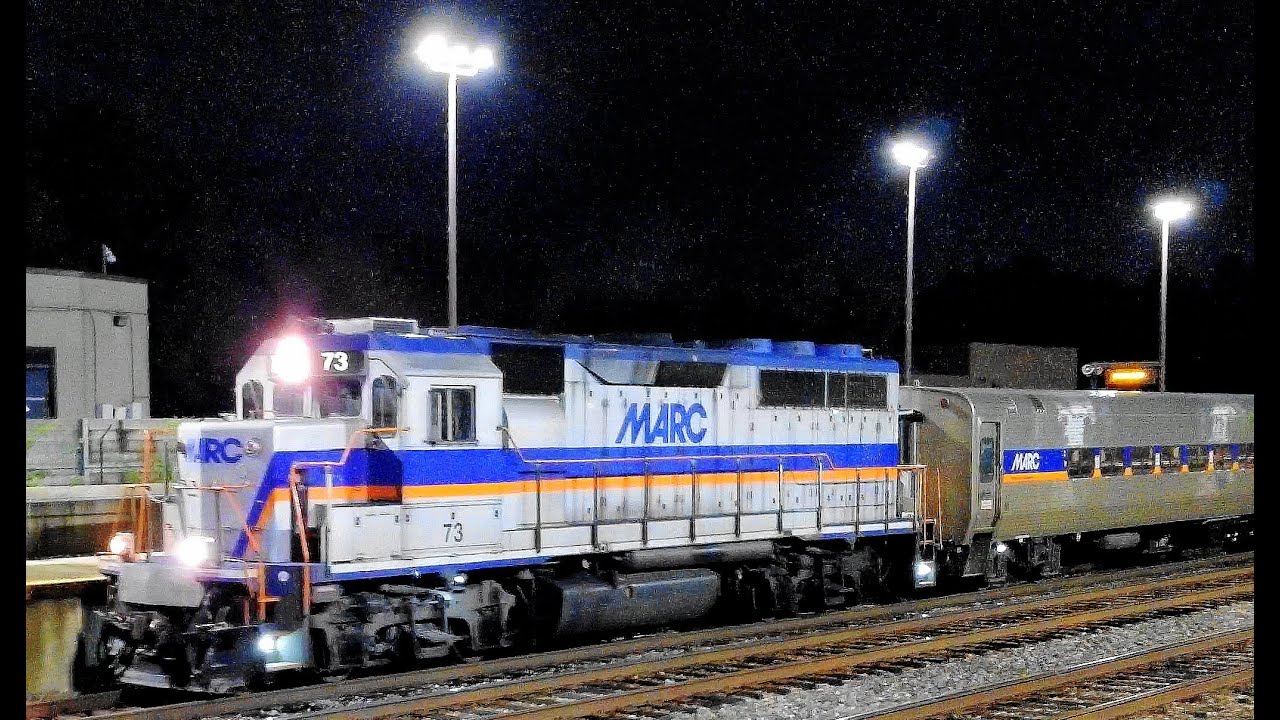 MARC Ex- B&O EMD GP39H-2 Engine Leads Commuter Train 4k