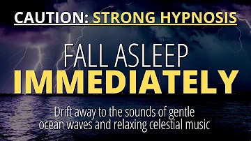 Sleep Hypnosis To Fall Asleep Fast (Strong) | Sound of Waves and Sleep Music | Black Screen