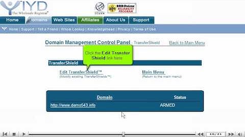 Transferring domain names away from ItsYourDomain.com by VodaHost web hosting