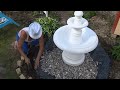 6 соток 14 июня 2022 год. Хроника установки фонтана. Installation of a fountain work in the garden.