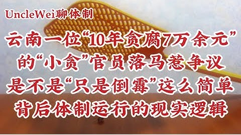 UncleWei聊体制: 云南文山州一位“10年贪腐7万余元”的“小贪”官员落马惹争议 ｜ 是不是“只是倒霉”这么简单 ｜背后有可能的三种情况｜ 自身因素 ｜体制运行的现实逻辑