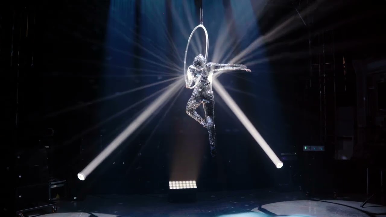 Human Disco Ball in Aerial Hoop