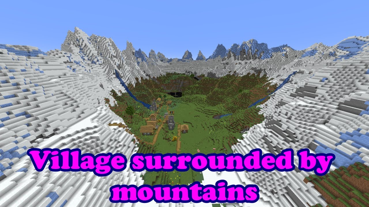 Minecraft 1.18 village surrounded by mountain seed - YouTube